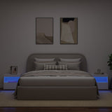 NNEVL Bedside Cabinets with LED Lights 2 pcs White 50x40x45 cm