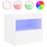 NNEVL Bedside Cabinets with LED Lights 2 pcs White 50x40x45 cm