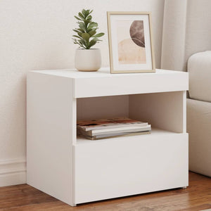 NNEVL Bedside Cabinets with LED Lights 2 pcs White 50x40x45 cm