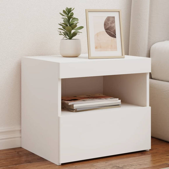NNEVL Bedside Cabinets with LED Lights 2 pcs White 50x40x45 cm