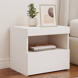 NNEVL Bedside Cabinets with LED Lights 2 pcs White 50x40x45 cm