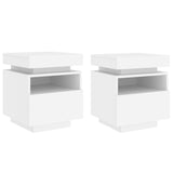 NNEVL Bedside Cabinets with LED Lights 2 pcs White 40x39x48.5 cm