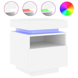 NNEVL Bedside Cabinets with LED Lights 2 pcs White 40x39x48.5 cm
