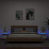 NNEVL Bedside Cabinets with LED Lights 2 pcs White 40x39x48.5 cm