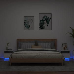 NNEVL Bedside Cabinets with LED Lights 2 pcs White 40x39x37 cm