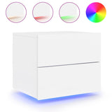 NNEVL Wall-mounted Bedside Cabinet with LED Lights White