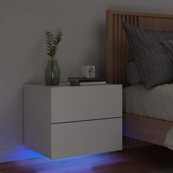 NNEVL Wall-mounted Bedside Cabinet with LED Lights White