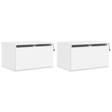 NNEVL Wall-mounted Bedside Cabinets with LED Lights 2 pcs White