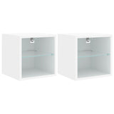 NNEVL TV Wall Cabinets with LED Lights 2 pcs White 30x28.5x30 cm