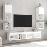 NNEVL TV Wall Cabinets with LED Lights 2 pcs White 30x28.5x30 cm