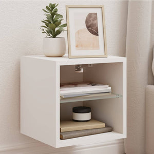 NNEVL TV Wall Cabinets with LED Lights 2 pcs White 30x28.5x30 cm