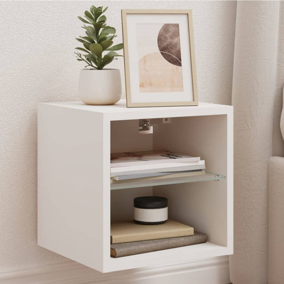 NNEVL TV Wall Cabinets with LED Lights 2 pcs White 30x28.5x30 cm