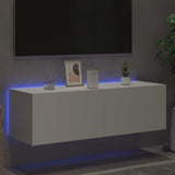 NNEVL TV Wall Cabinet with LED Lights White 100x35x31 cm