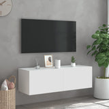 NNEVL TV Wall Cabinet with LED Lights White 100x35x31 cm