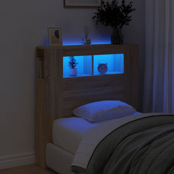 NNEVL LED Headboard Sonoma Oak 100x18.5x103.5 cm Engineered Wood