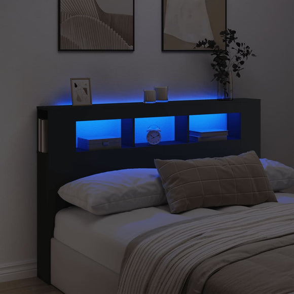 NNEVL LED Headboard Black 160 cm Engineered Wood
