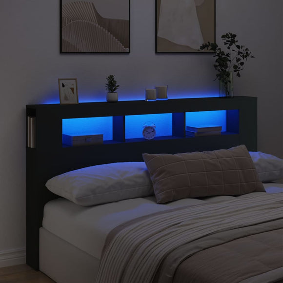 NNEVL LED Headboard Black 180x18.5x103.5 cm Engineered Wood