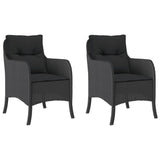 NNEVL Garden Chairs with Cushions 2 pcs Black Poly Rattan