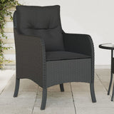 NNEVL Garden Chairs with Cushions 2 pcs Black Poly Rattan
