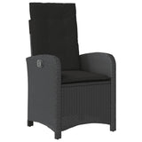 NNEVL Reclining Garden Chair with Cushions Black Poly Rattan