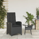 NNEVL Reclining Garden Chair with Cushions Black Poly Rattan