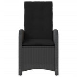 NNEVL Reclining Garden Chair with Cushions Black Poly Rattan