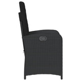 NNEVL Reclining Garden Chair with Cushions Black Poly Rattan