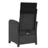 NNEVL Reclining Garden Chair with Cushions Black Poly Rattan