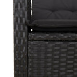 NNEVL Reclining Garden Chair with Cushions Black Poly Rattan
