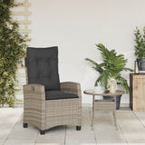 NNEVL Reclining Garden Chair with Cushions Grey Poly Rattan