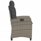 NNEVL Reclining Garden Chair with Cushions Grey Poly Rattan