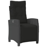 NNEVL Reclining Garden Chair with Footrest Black Poly Rattan