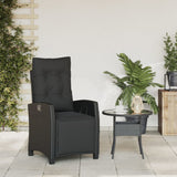 NNEVL Reclining Garden Chair with Footrest Black Poly Rattan