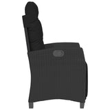 NNEVL Reclining Garden Chair with Footrest Black Poly Rattan