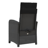 NNEVL Reclining Garden Chair with Footrest Black Poly Rattan