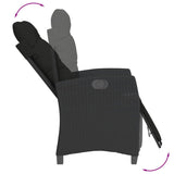 NNEVL Reclining Garden Chair with Footrest Black Poly Rattan