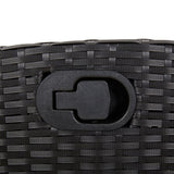 NNEVL Reclining Garden Chair with Footrest Black Poly Rattan