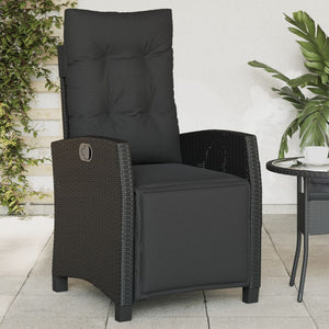 NNEVL Reclining Garden Chair with Footrest Black Poly Rattan