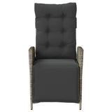 NNEVL Reclining Garden Chair with Footrest Grey Poly Rattan