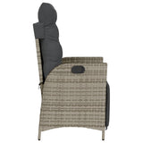 NNEVL Reclining Garden Chair with Footrest Grey Poly Rattan