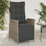 NNEVL Reclining Garden Chair with Footrest Grey Poly Rattan