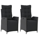 NNEVL Reclining Garden Chairs 2 pcs with Footrest Black Poly Rattan