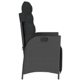 NNEVL Reclining Garden Chairs 2 pcs with Footrest Black Poly Rattan