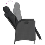 NNEVL Reclining Garden Chairs 2 pcs with Footrest Black Poly Rattan