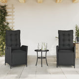 NNEVL Reclining Garden Chairs 2 pcs with Footrest Black Poly Rattan
