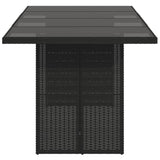 NNEVL Garden Table with Glass Top Black 190x80x74 cm Poly Rattan