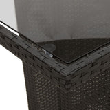 NNEVL Garden Table with Glass Top Black 190x80x74 cm Poly Rattan