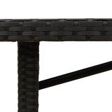 NNEVL Garden Table with Glass Top Black 190x80x74 cm Poly Rattan