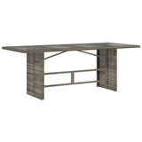 NNEVL Garden Table with Glass Top Grey 190x80x74 cm Poly Rattan