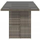 NNEVL Garden Table with Glass Top Grey 190x80x74 cm Poly Rattan